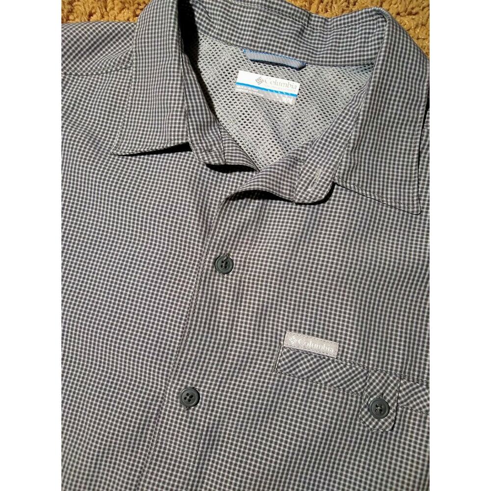 COLUMBIA MENS M BUTTON UP LIGHTWEIGHT OUTDOORS SHORT SLEEVE STRIPED SHIRT EUC